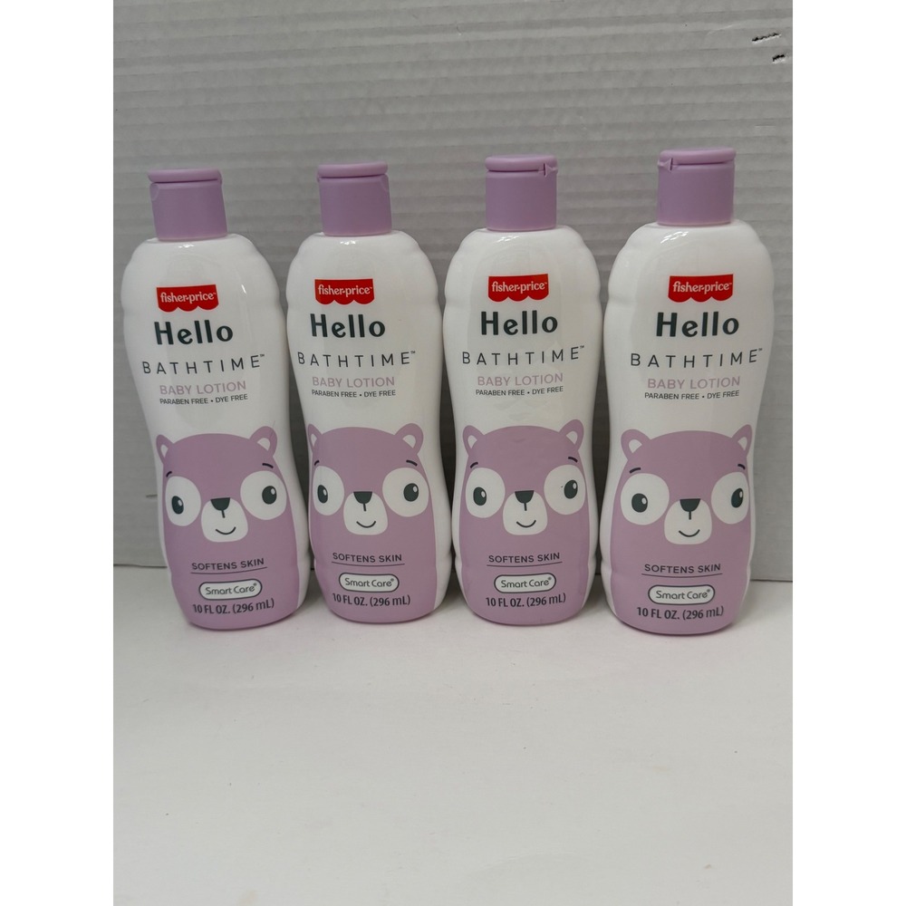 Fisher-Price Hello Bathtime Baby Lotion Paraben Dye Free 10oz 4 Pack Lot